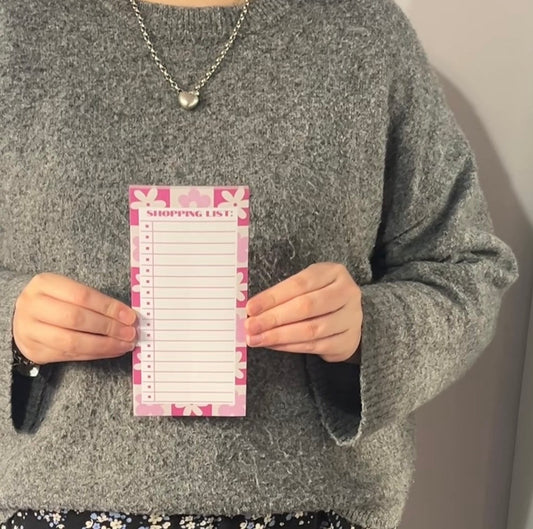 Checkered Pink Floral Shopping List